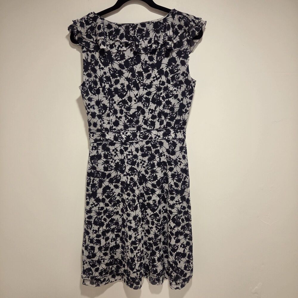 Tory Burch Marian Dress Sapphire Blue Thistle Sz 8 Womens Silk Designer Flutter - Picture 10 of 12